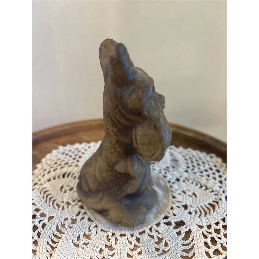 vintage California stoneware terrier dog.Suzi Handmade Brown Dip Glaze Green Eye